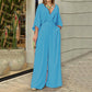 Elegante jumpsuit met V-hals en wijde pijpen
